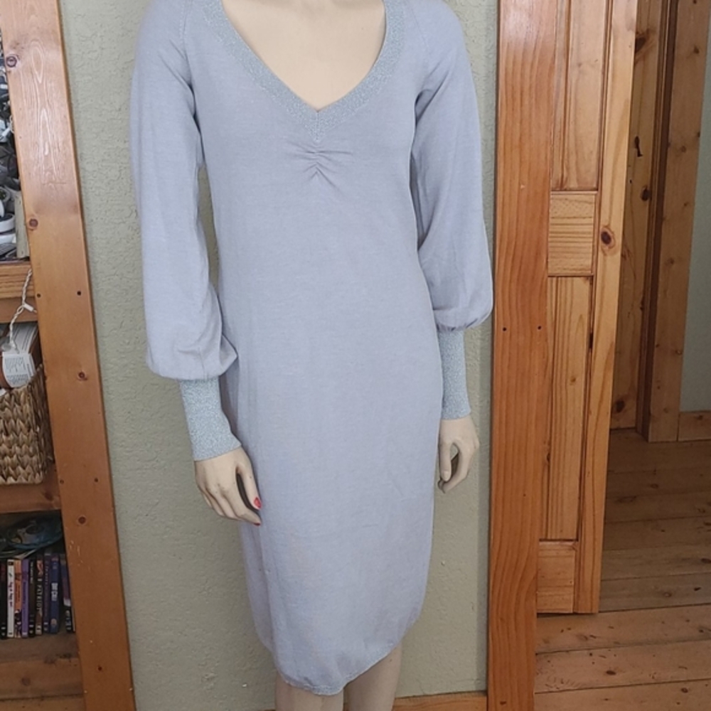 Arden B Long Sleeve NWT sweater dress Metallic Accents Fine Knit Sz L Retro